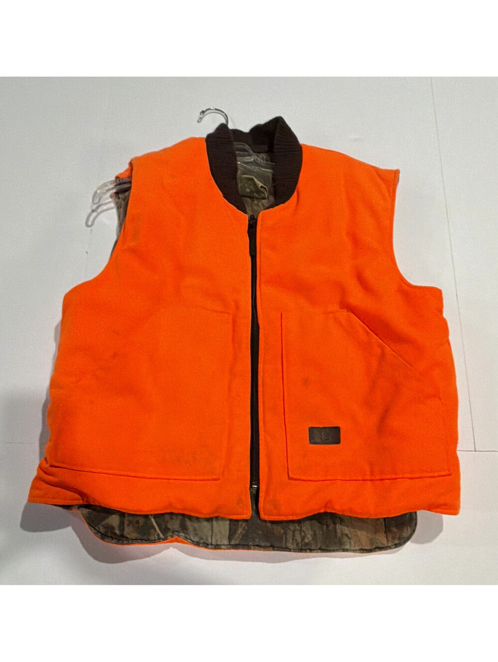 Advantage Reversible Hunting Vest Blaze Orange Camo Full Zip Unisex size M